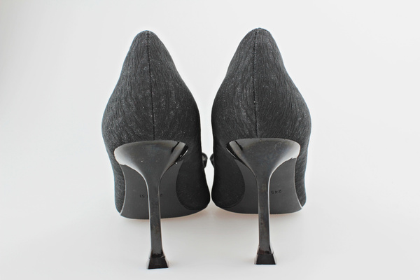 Błyszczące szpilki z koralikami m.266 czarny