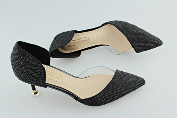 Błyszczące szpilki z koralikami m.215 czarny