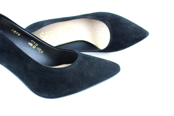 Sala 1816 czarny zamsz złoty obcas 21