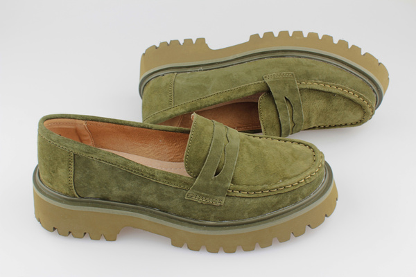 Lekkie mokasyny DP4586 zielony zamsz