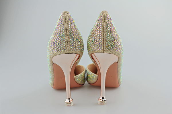 Błyszczące szpilki z koralikami m.258 złoty