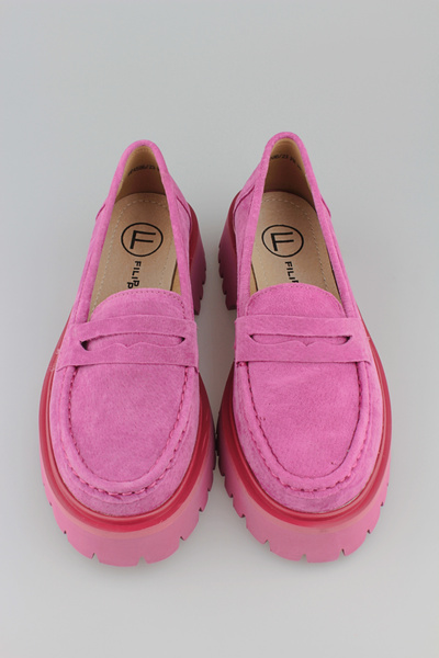 Lekkie mokasyny DP4586 fuksjowy zamsz